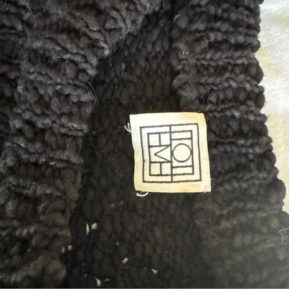Toteme Black Boucle Textured Cotton Knit Black Sweater S